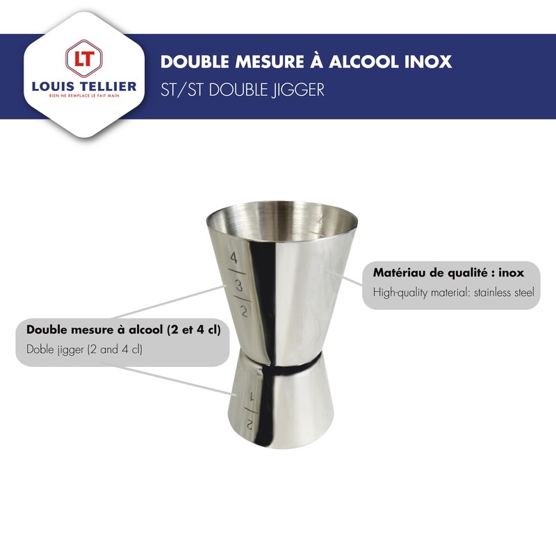 Louis Tellier N4135 Stainless Steel Double Jigger Measure 20/40 ml