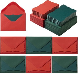 100 Pack Christmas Mini Envelopes with Red Green Blank Note Cards Small Self-Adhesive Envelopes Small Business Card Envelopes(4 x 2.7 Inches) (Christmas Red Green)