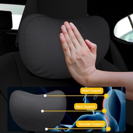 Luxury Nappa Leather Headrest Pillows,Softness Car Headrest Pillow with Adjustable Strap, Breathable Removable Cover & Ergonomic Design Compatible for All Trucks,SUV and Cars