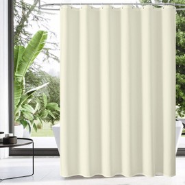 MitoVilla Ivory Modern Shower Curtain Set, Cream Waffle Fabric Shower Curtains for Luxury Bathroom Decor, Neutral Beige Waffle Hotel Cloth Shower Curtain, Beige/Cream, 72 x 72