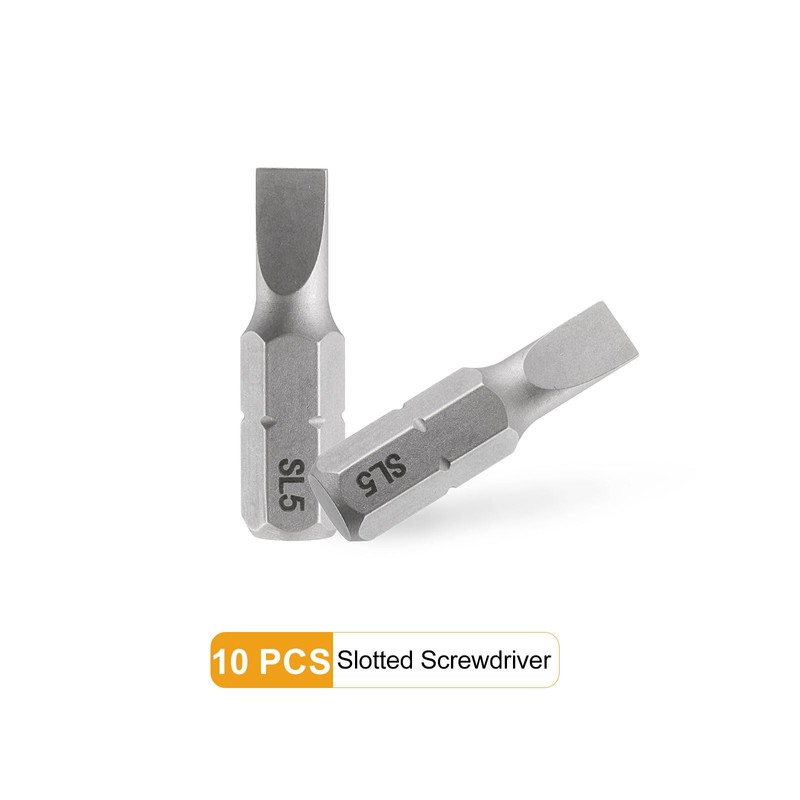 sourcing map 10pcs SL5 Slotted Screwdriver Bit 1/4" Hex Shank