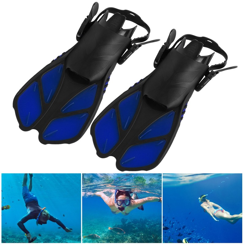 1 Pair Adjustable Swimming Fins TPR Open Heel Long Diving