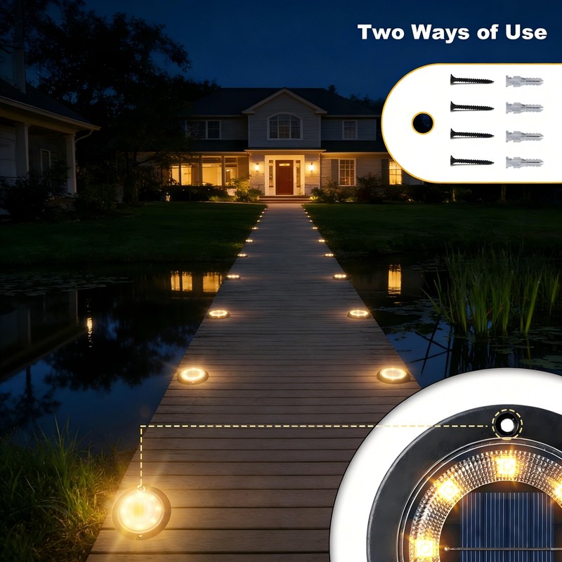 Flacchi Solar Lights Outdoor Waterproof - 2-in-1 Solar Powered Ground