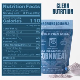 Marsh Hen Mill Sea Island Blue Cornmeal | Corn with Floral Aroma | Perfect Stone Ground Cornmeal for Corn Bread | Traditional Blue Corn Flour | 100% Natural & Gluten Free, 24 oz (Pack of 2)