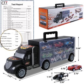 Toddler Toys for 3-4 Year Old Boys,Large Transport Cars Carrier Set Truck Toys with 12 Die cast Vehicles Truck Toys Cars,Ideal Christmas Easter Gifts Toys for Kids Age 3-7