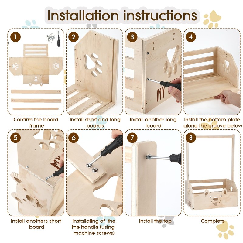 Chunful Dog Closet Wooden Pet Wardrobe Closet Dog Toy Storage