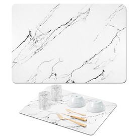 White Dish Drying Pad 23.6"x15.7" Drying Mat with Non-slip Rubber Backed Hide Stain Anti Absorbent Heat Resistant for Kitchen Counter Bathroom Drying Mat Easy to Clean Coffee Machine Dish Rack (White)