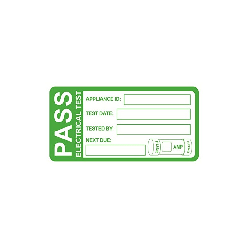 Pat Test Sticker with Fuse Rating, 1x2 inch 100pcs Pat