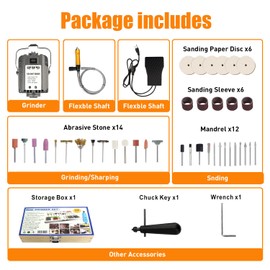 1200W 30000RPM Rotary Tool, Electric Flex Shaft Rotary Tool, Foot Pedal Control Electric Hanging Carver, Forward and Reverse Rotation, Metal Flexible Shaft Equipped with Polishing Accessories