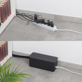 RICOO Cable Box, Cable Management Box Z3201-B, Cable Organiser Box 32 x 13.5 x 12.7 cm, Storage Box for Hiding Power Strips, Adapters and Cables, Cable Collector, Black