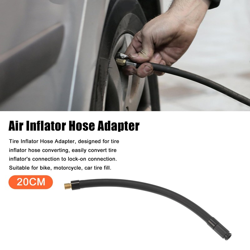 X AUTOHAUX 20cm Car Tire Inflator Extension Hose Chuck Black