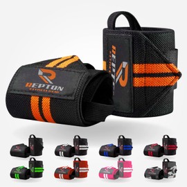 Weightlifting Wrist Wraps - Professional Grade with Thumb Loops - Wrist Support Braces - Men & Women - Weight Lifting, Crossfit, Powerlifting, Strength Training Straps (Black & Orange, 13)