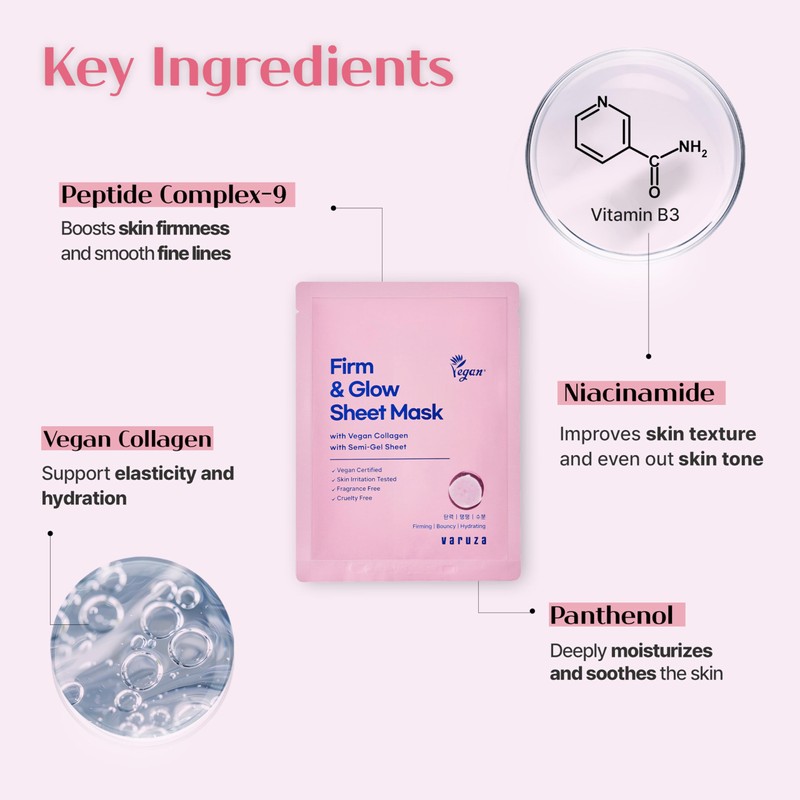 varuza Firm & Glow Sheet Mask with Vegan Collagen Semi-Gel
