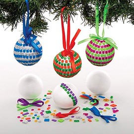 Baker Ross AT196 Mosaic Bauble Kits, Christmas Arts and Crafts (Pack of 4), Assorted
