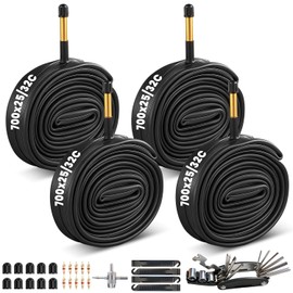 700c Bike Tube 28" 700x25-32c Bike Inner Tubes Compatible with 700x25C 700x28C 700X30C 700X32C Bike Tires with 60mm Schrader Valve Butyl Rubber for 28inch City/Road/Mountain Bike 4 Pack