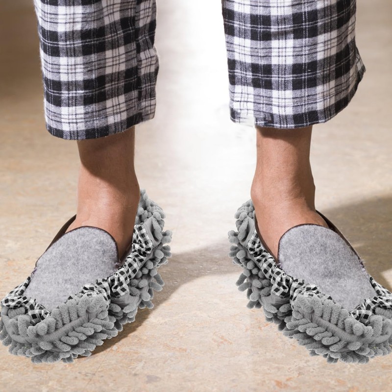 NOLITOY 2 Pairs Floor Cleaning Mop Socks Foot Home Chenille