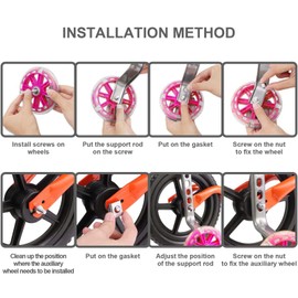 Create idea 1 Pair Pink LED Kids Bike Stabilisers Bicycle Training Wheels Heavy Duty Adjustable Bike Stabilizers Fit For 12 Inches Bike For Assisting Balance Included Components