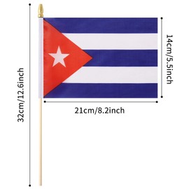 Ckexin 25Pack Small Cuba Flag Handheld Mini Cuban Flag on Stick 5x8 Inch