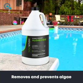 Copper Pool Algaecide for Swimming Pools - 64 oz - 90 Day Algaecide for Inground & Above Ground Pools, Helps Prevent & Remove Green, Mustard, Blue, Black Algae - AquaDoc