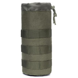 XoeLLe Bottle Holder Backpack, Molle System Bottle Bag, Tactical Nylon Drink Holder with Drawstring, Foldable Mesh Bottle Holder for Travel, Fishing, Hunting, Hiking, Outdoor Activities (Green)