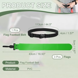 YELARXI Flag Football Set, Adjustable Flag Football Belt with 1 Belt and 3 Flags Easy Tear Away for Men Women Players Training Competition (Green)