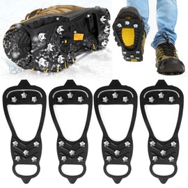 2 Pair Universal Non Slip Ice Gripper Spikes,8 Steel Ice Grips Snow Grippers,Durable Ice Traction Cleats for Shoes & Boot-M