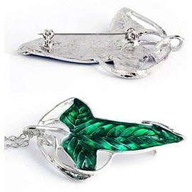 Arwen Green Leaf Leaves of Lorien Brooch Necklace Pin Elven For Men Women Suit Lord Princess Magic King Merchandise Cloak Clasp (J4-Elven Green Leaf Necklace)