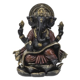 Pacific Giftware Black Ganesha Figurine Writes on Sacred Scroll Decorative Statue