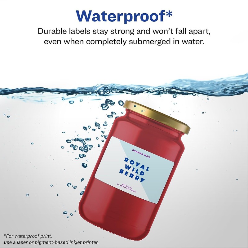 Avery Durable Waterproof Rectangle Labels, Sure Feed Technology, Print-to-The-Edge, 2"