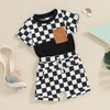 Toddler Baby Boy Girl Checkerboard Clothes Block Color Casual T-Shirt