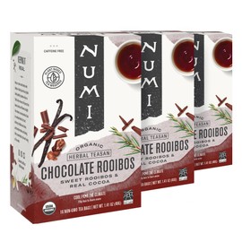 Numi Numi Organic Chocolate Rooibos Tea, 16 Tea Bags (Pack of 3), Red Tea with Cocoa, Honeybush & Vanilla (Packaging May Vary)