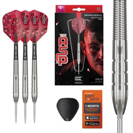 TARGET Darts Nathan Aspinall Generation 1 Steel Tip Darts, 90% Tungsten Dart Set, 22G | G1 Player Edition Darts with Swiss Points, Pro Grip Shafts, No.6 Dart Flights & SP Tool