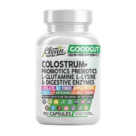 Colostrum Supplement Capsules with Probiotics, Prebiotics, L-Glutamine, Digestive Enzymes, Folate, Fiber, ACV, Turmeric & Apple Pectin for Digestive Health