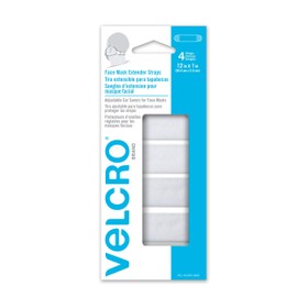 VELCRO Brand Face Mask Extender Straps 4pk White, 12” x 1” Comfortable and Adjustable Ear Savers, VEL-30085-USA