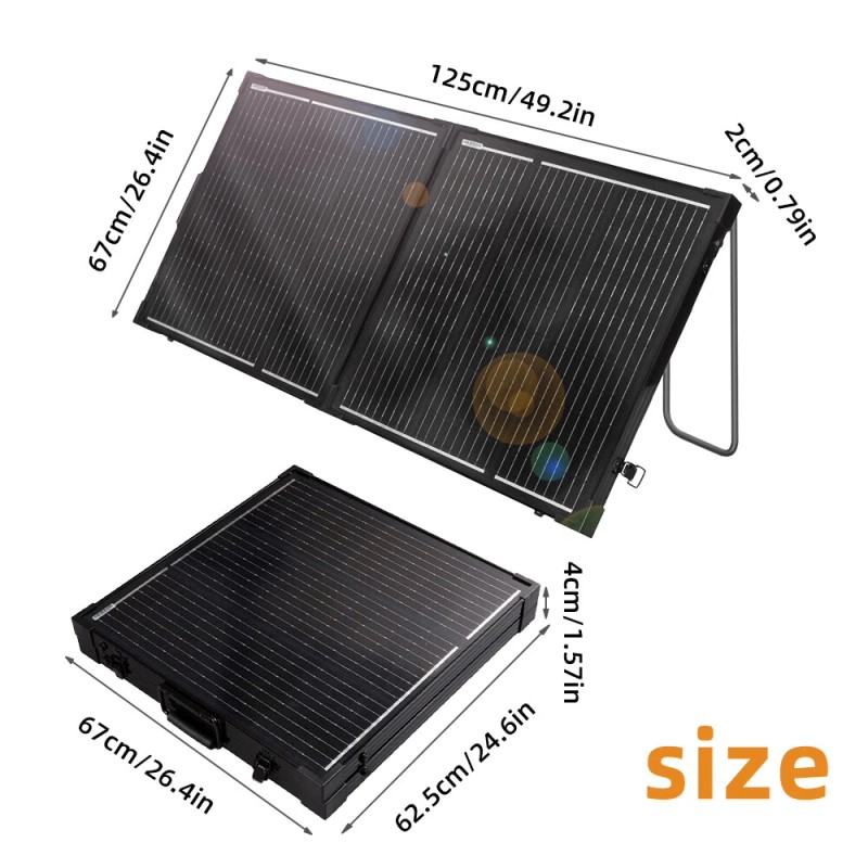 DUOERLAN 300W 12V Mono Foldable Solar Panel Suitcase w/30A Controller