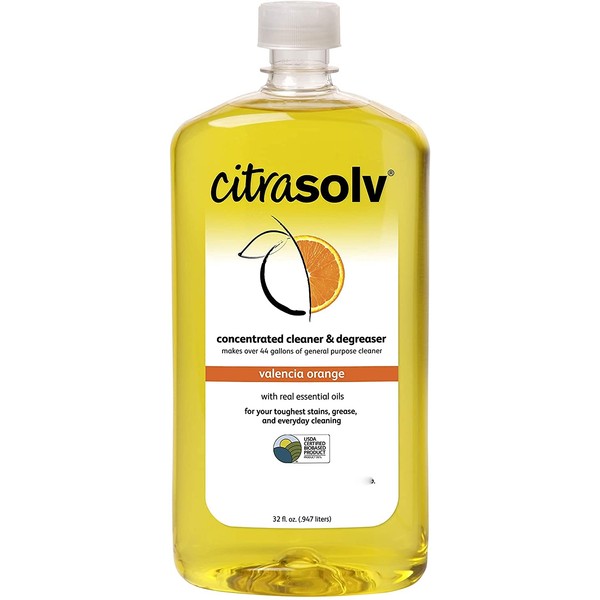 Citra Solv Concentrated Household Cleaner & Degreaser - Valencia Orange Scent - 32 Fl Oz, Safe, Effective, and Versatile Cleaning Solution, Natural Ingredients, Biodegradable, Made in USA