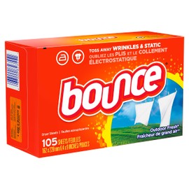 Bounce Dryer Sheets, 105 Sheets, Outdoor Fresh Scent Fabric Softener Sheets, Reduces Static, Softens and Fights Wrinkles