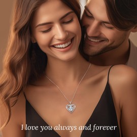 ANDSO Moissanite Necklaces for Women, Wedding Anniversary or Birthday Gift for Wife, S925 Silver Jewelry Gifts with 1.2-3 carats Diamond Love Heart Necklace for Girlfiend Her Mom Daughter