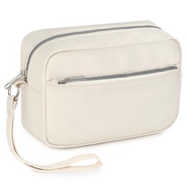 MOCOCITO Kulturbeutel für Herren Damen, Reise, Kulturtasche, Kosmetiktasche, Kulturbeutel mit Tragegriff, Waschtasche 24x14x7cm(Weiß)