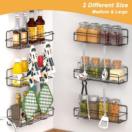 WEJIPP Spice Rack Holders Organizer for Wall Mount,Hanging Spice Shelf Storage Racks Seasoning Organizer Extra Storage for Kitchen Pantry Cabinet Cupboard Door Mount,4 Packs