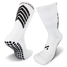 Percentage Sports Premium Nylon Spandex Blend Sports Grip Socks Non Slip Training Athletic Socks - For Men, Women and Children Kids - Ideal for ALL Sports (UK, Alpha, 1, 4, 1, White)