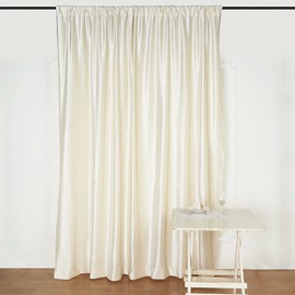 Tableclothsfactory 8Ft H x 8Ft W Premium Ivory Velvet Backdrop Curtain Panel Drape Background for Events