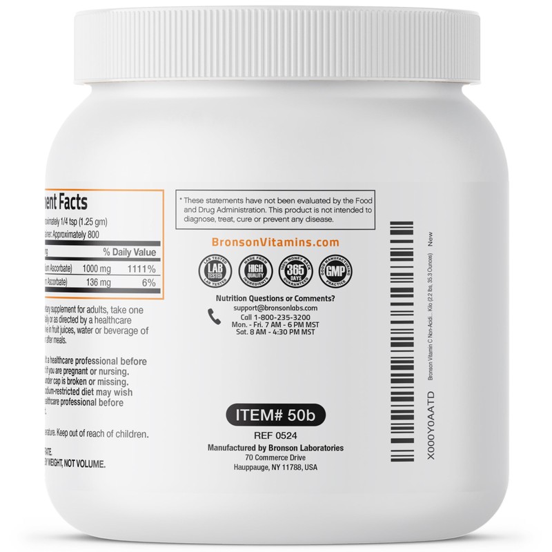 Bronson Non Acidic Vitamin C Powder Sodium Ascorbate Non GMO