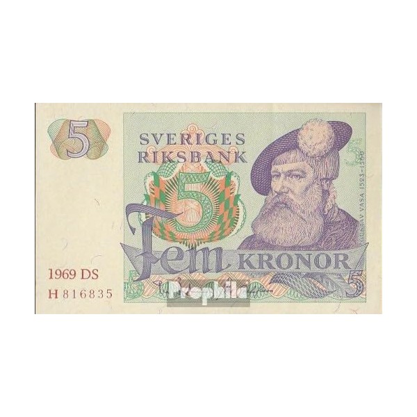 Banknote Sweden Pick-number: 51a (1969) uncirculated 1969 5 Kronor (money