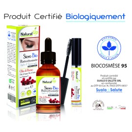 Strengthening Lengthening Serum 30 ml, Castor Oil for Eyelashes and Eyebrows Enriched with Argan Oil, Jojoba Oil, Vitamin E, Organic and Natural, 100% Made in Italy