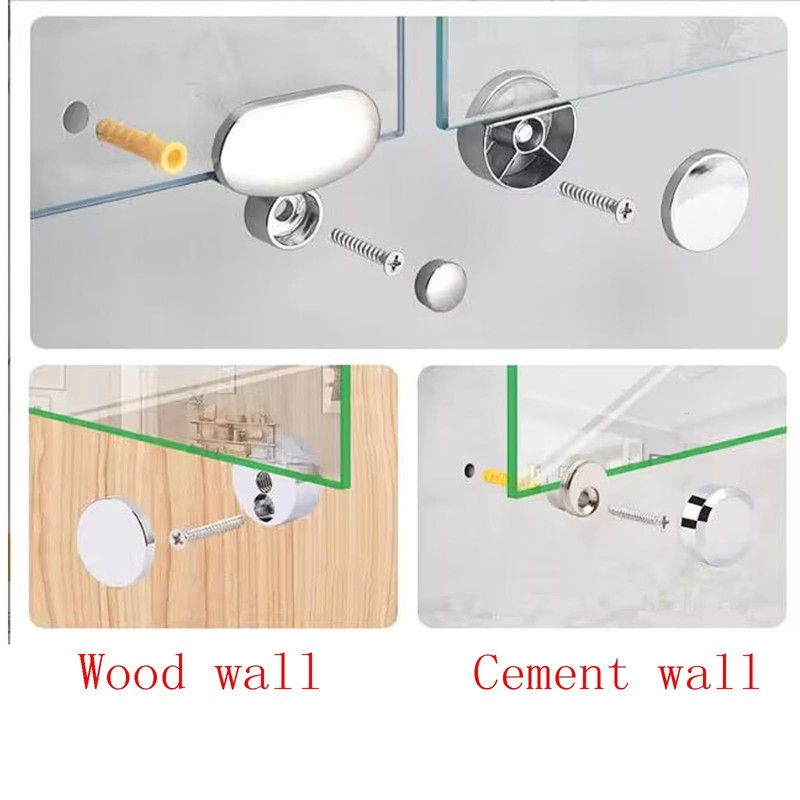 Mirror Clips, Thickened Brass Mirror Floating Glass Clip - Round