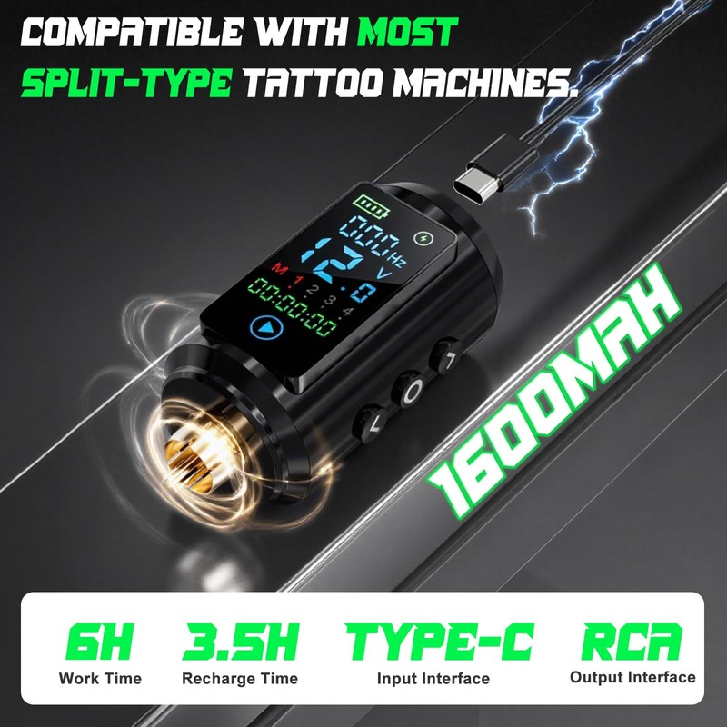 Neebol 1600mAh Wireless Power Supply for Beginners,RCA Tattoo Battery Pack