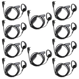 Retevis RT68 Walkie Talkies Earpiece with Mic, Soft Earhook, 2 Pin, for RT22 RT68 RT21 H-777 RT27 RT68H, Compatible with Kenwood pxton Baofeng BF-888S 2 Way Radio, Two Way Radio Headset(10 Pack)