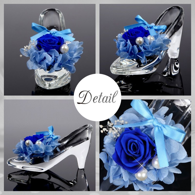 Teat Sight Preserved Flowers Glass High Heel Glass Shoes (Rose,