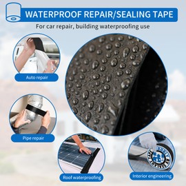BEBOBLY Butyl Sealant Tape Waterproof,RV Roof Tape Black,6 Inch X 50 Foot Leak Repair Sealant Tape，UV & Waterproof for RV Roof,Window,Camper, Boat,Pipe Sealing Black